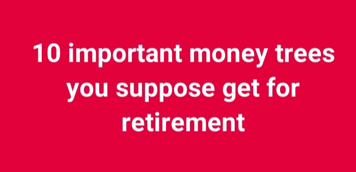 10 important money trees you suppose get for retirement.